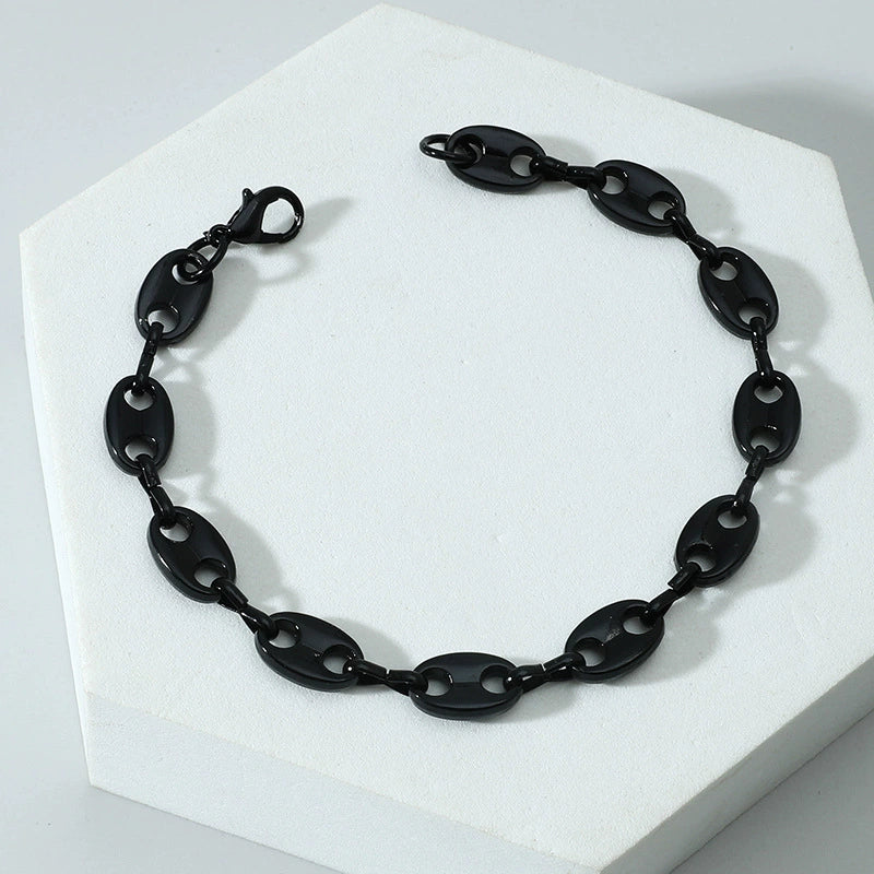 Alloy Geometric Hip Hop Personality Charm Jewelry Set With Cuban Chain Bracelet And Necklace - Image 9