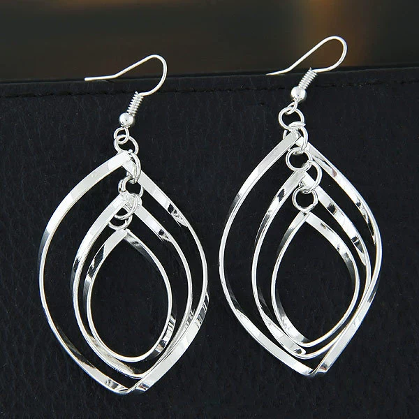 Alloy Geometric Hollow Nine Leaves Earrings Electroplated - Image 3