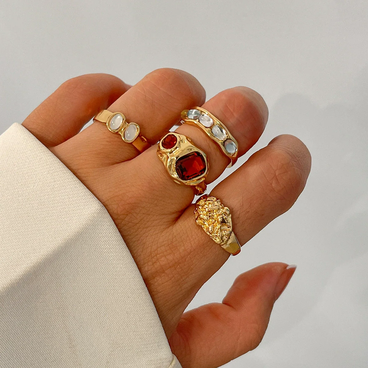 Alloy Geometric Irregular Open Lava Ring For Women With Electroplating Treatment - Image 10