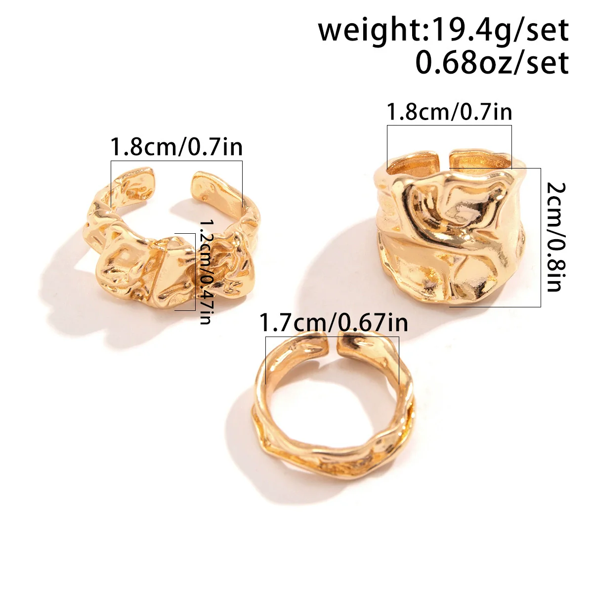 Alloy Geometric Irregular Open Lava Ring For Women With Electroplating Treatment - Image 5