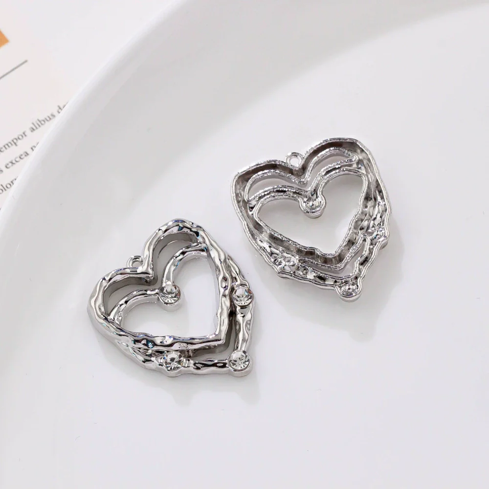 Alloy Geometric Irregular Rectangular Love Pendant Handmade Ear Jewelry Accessories With Electroplating - Image 10