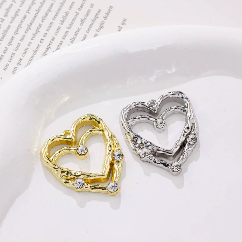 Alloy Geometric Irregular Rectangular Love Pendant Handmade Ear Jewelry Accessories With Electroplating - Image 3