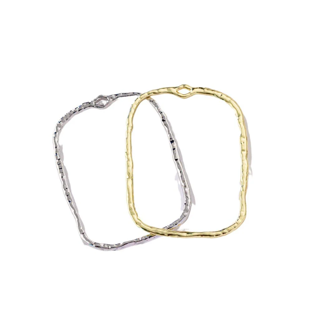 Alloy Geometric Irregular Rectangular Love Pendant Handmade Ear Jewelry Accessories With Electroplating - Image 4