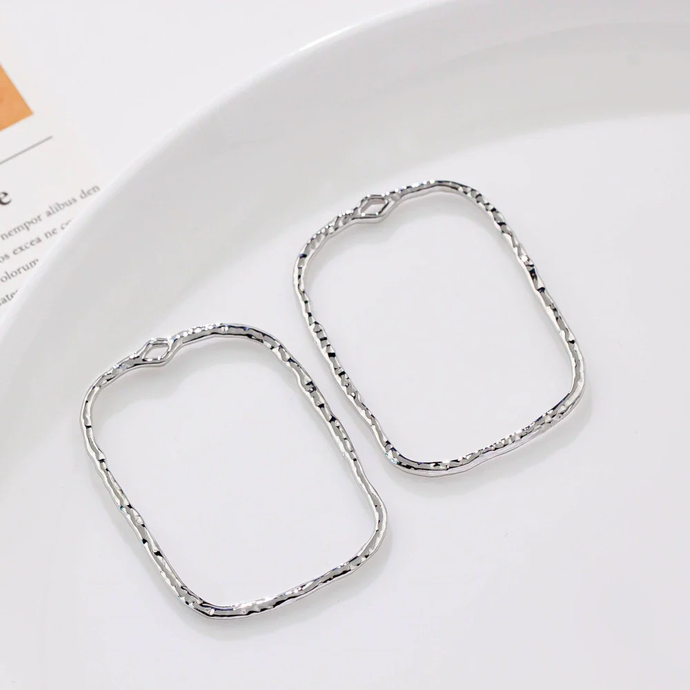 Alloy Geometric Irregular Rectangular Love Pendant Handmade Ear Jewelry Accessories With Electroplating - Image 6