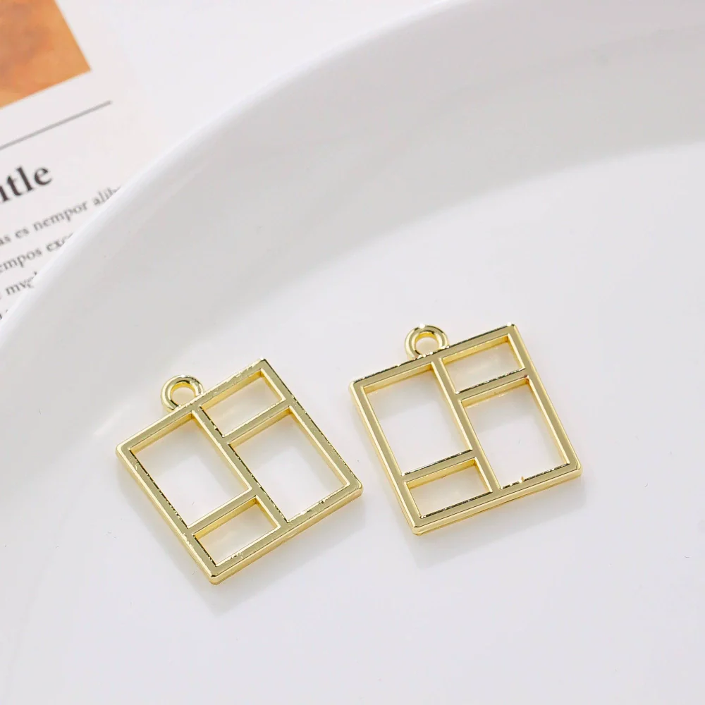Alloy Geometric Irregular Rectangular Love Pendant Handmade Ear Jewelry Accessories With Electroplating - Image 7