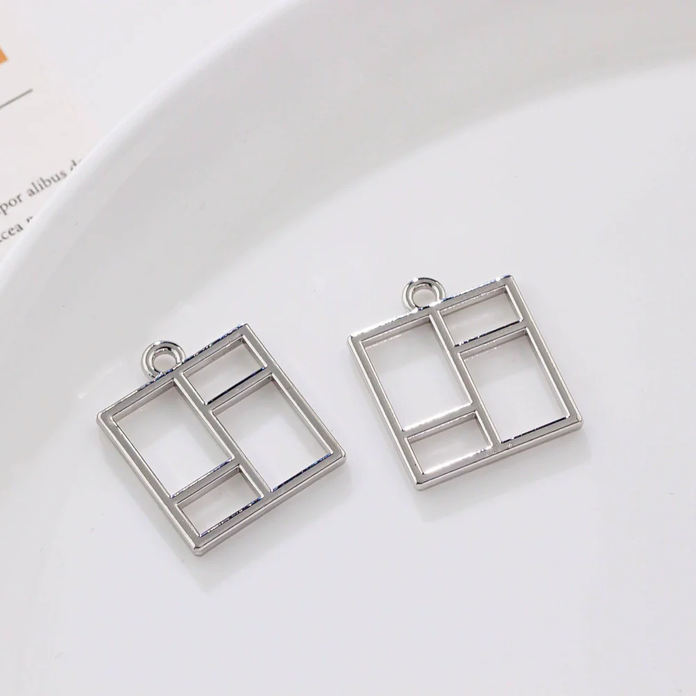 Alloy Geometric Irregular Rectangular Love Pendant Handmade Ear Jewelry Accessories With Electroplating - Image 8