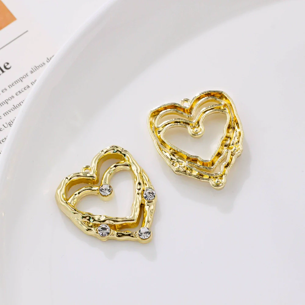 Alloy Geometric Irregular Rectangular Love Pendant Handmade Ear Jewelry Accessories With Electroplating - Image 9