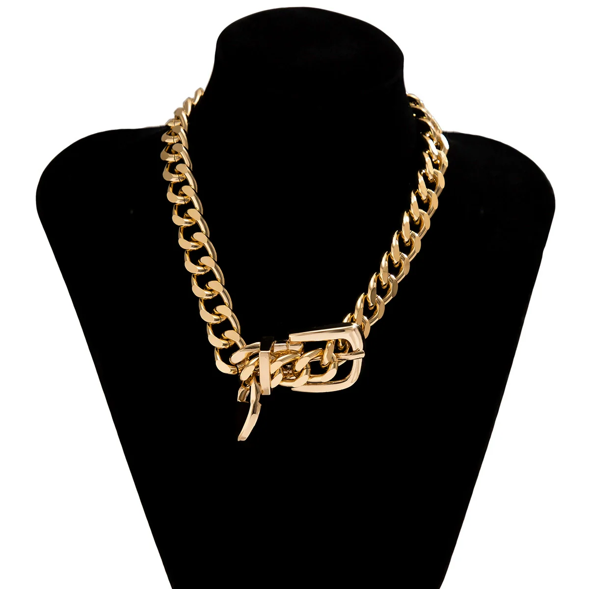 Alloy Geometric Jewelry Punk Hiphop Heavy Metal Electroplated Clavicle Necklace For Women - Image 5
