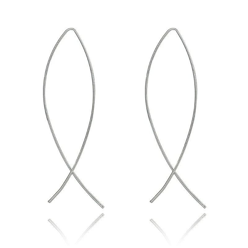 Alloy Geometric Line Hollow Metal Earrings With Electroplating - Image 7