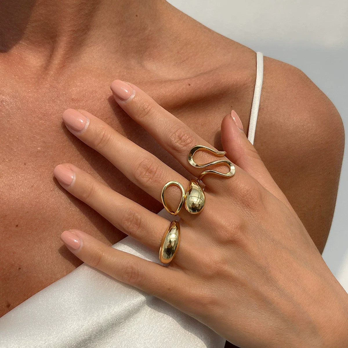 Alloy Geometric Liquid Lava Open Ring For Women With Electroplating And Stacking Style - Image 12