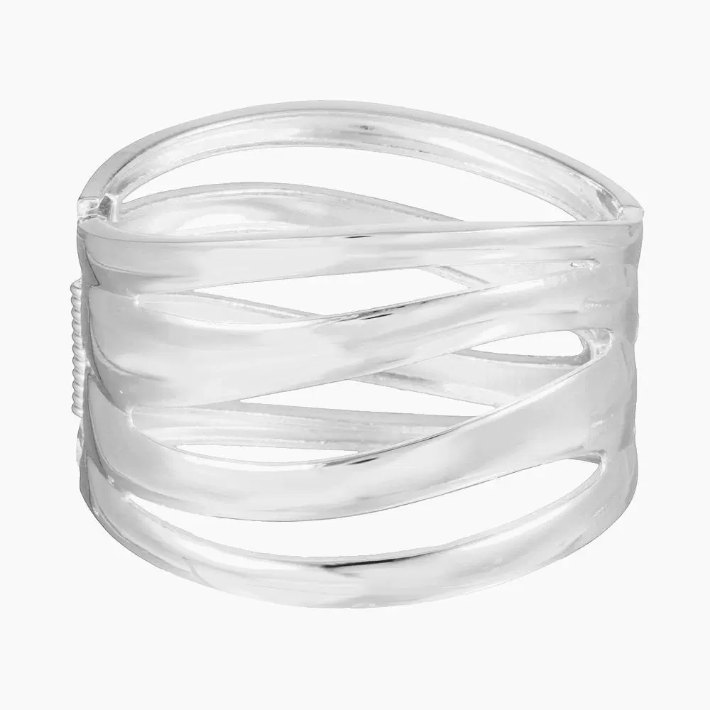 Alloy Geometric Metal Bracelets Electroplated Diamondencrusted Multilayered Glossy Hollow Open For Women - Image 21