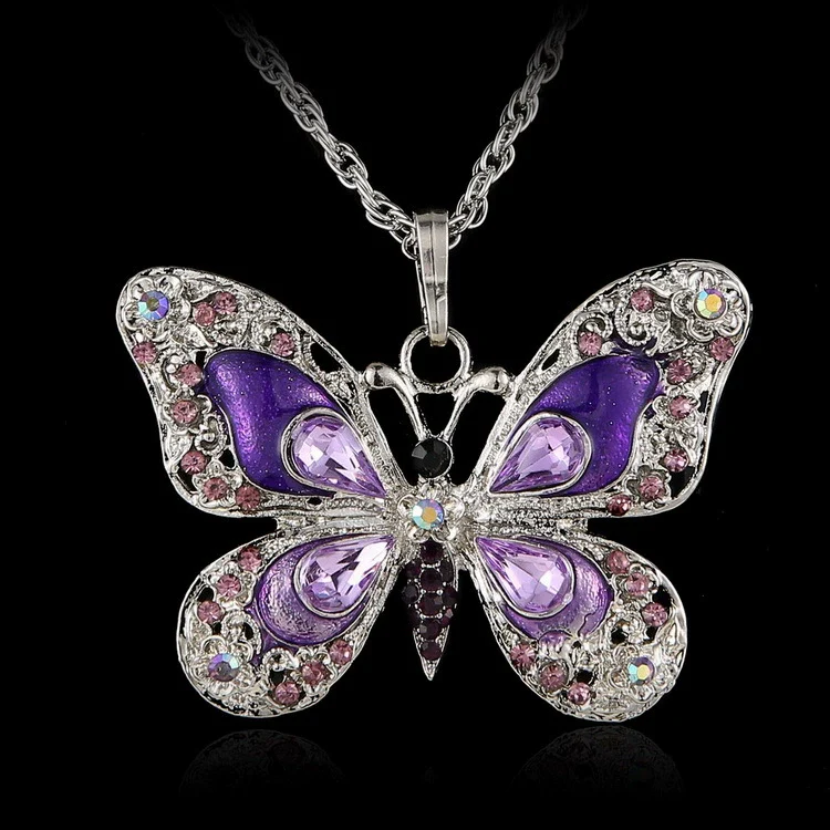 Alloy Geometric Multicolor Butterfly Pendant Necklace Electroplating Simple Retro Style - Image 10