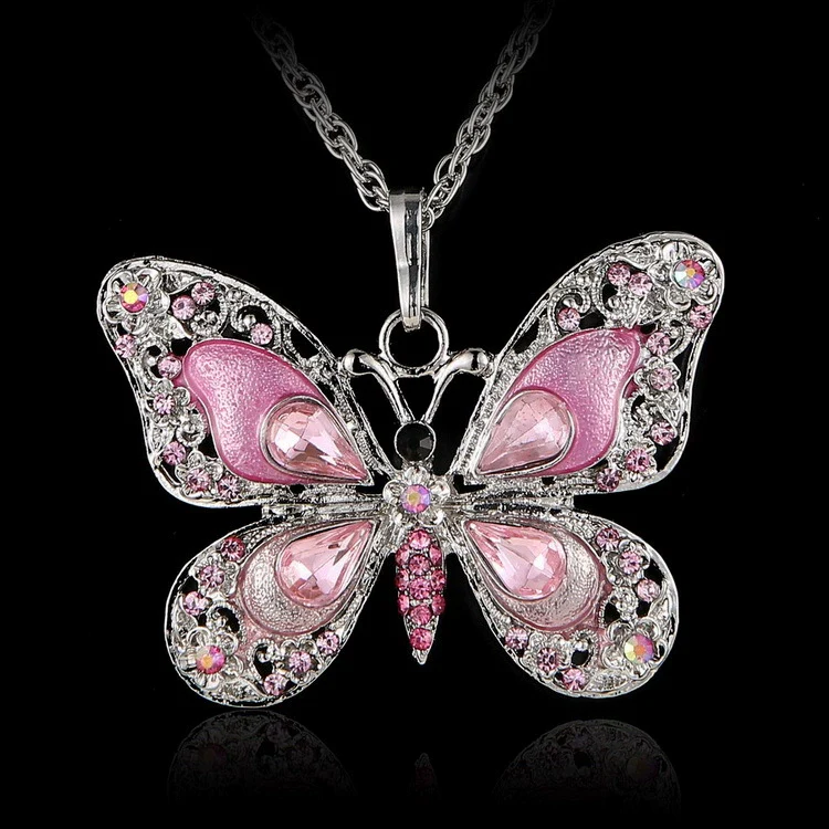 Alloy Geometric Multicolor Butterfly Pendant Necklace Electroplating Simple Retro Style - Image 11