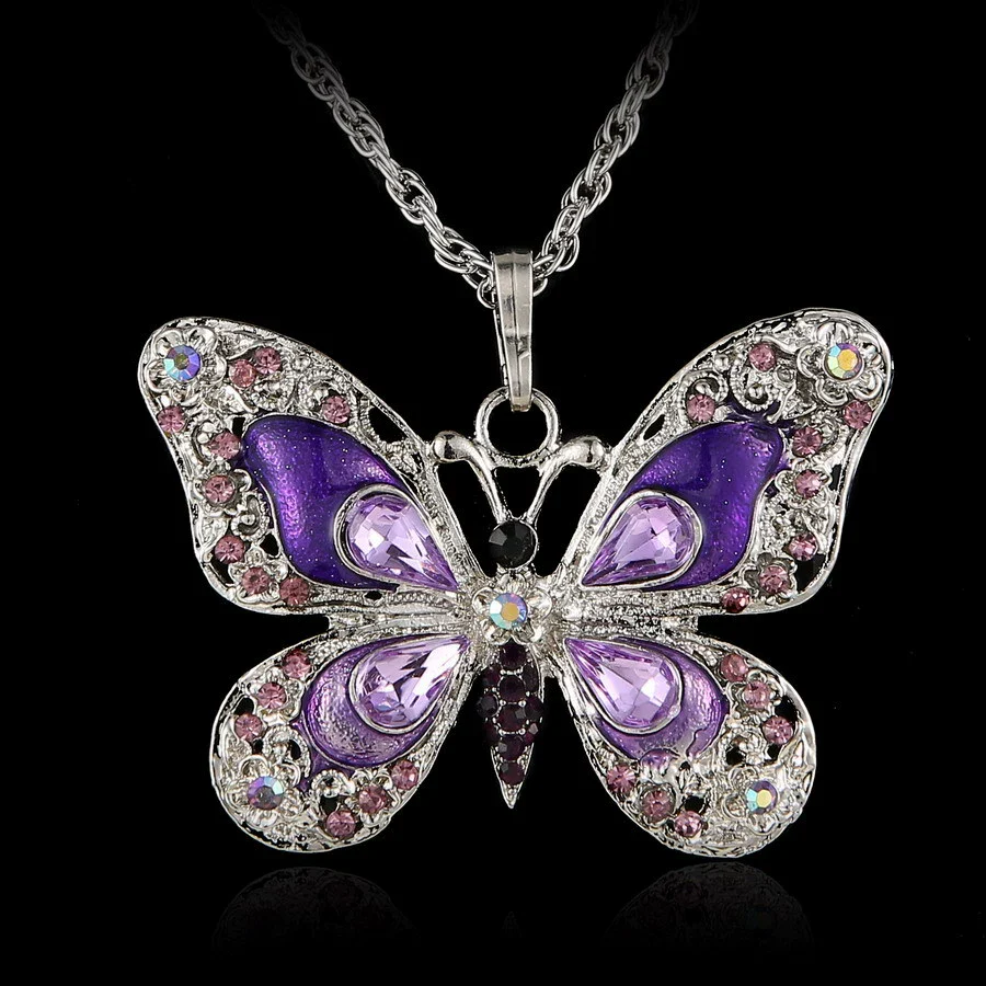 Alloy Geometric Multicolor Butterfly Pendant Necklace Electroplating Simple Retro Style - Image 5