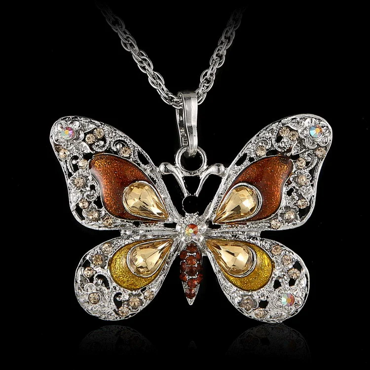 Alloy Geometric Multicolor Butterfly Pendant Necklace Electroplating Simple Retro Style - Image 7