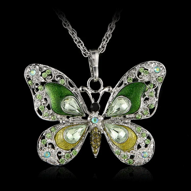 Alloy Geometric Multicolor Butterfly Pendant Necklace Electroplating Simple Retro Style - Image 8