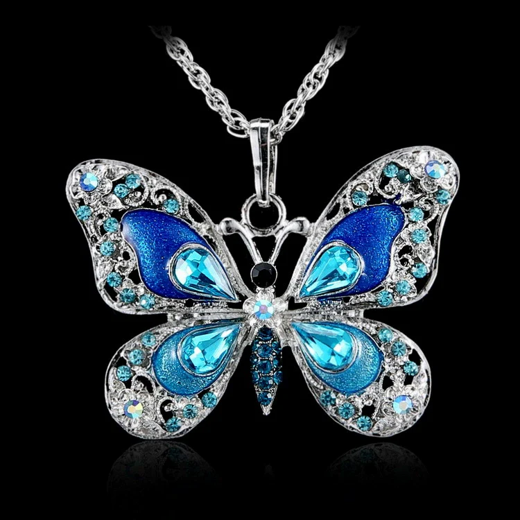 Alloy Geometric Multicolor Butterfly Pendant Necklace Electroplating Simple Retro Style - Image 9