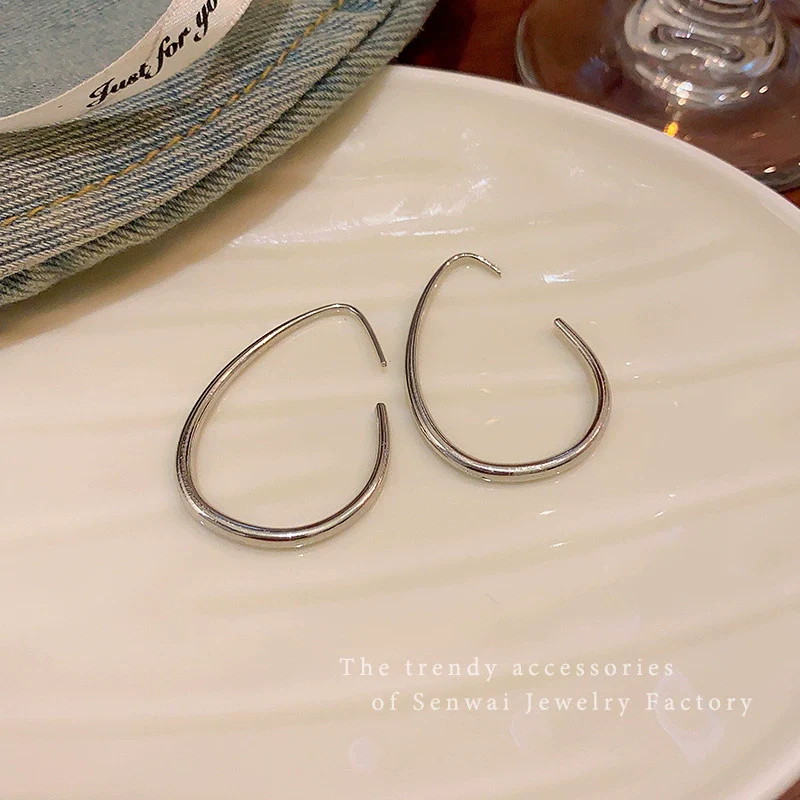 Alloy Geometric Oval Women's Earrings With Electroplating - Image 6