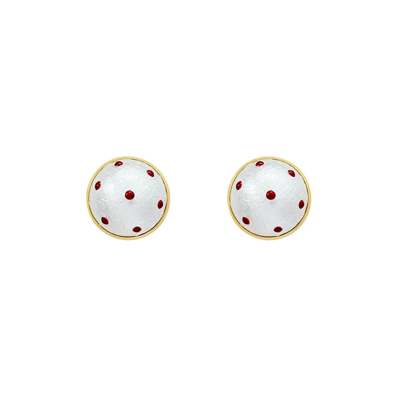 Alloy Geometric Red Polka Dot Electroplating Women's Earrings - Image 5