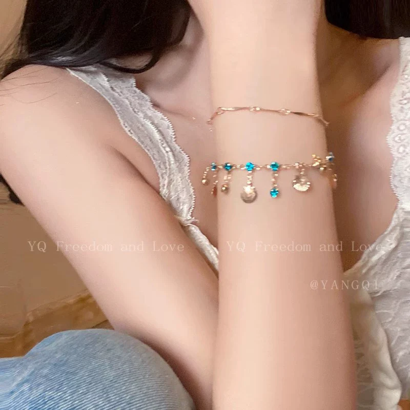 Alloy Geometric Rhinestones Electroplating Shell Bracelet Necklace Set Clavicle Chain Women's Accessories - Image 6