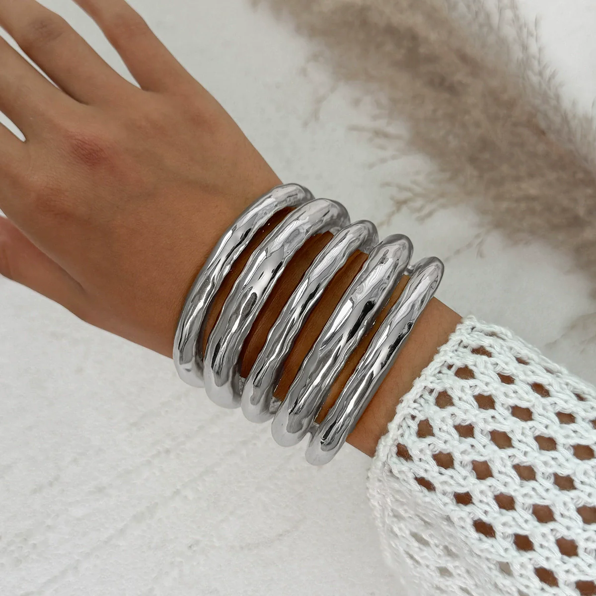 Alloy Geometric Simple Electroplated Bracelet Set - Image 11