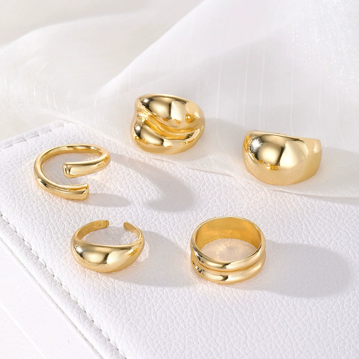 Alloy Geometric Spherical Opening Ring Electroplated - Image 2