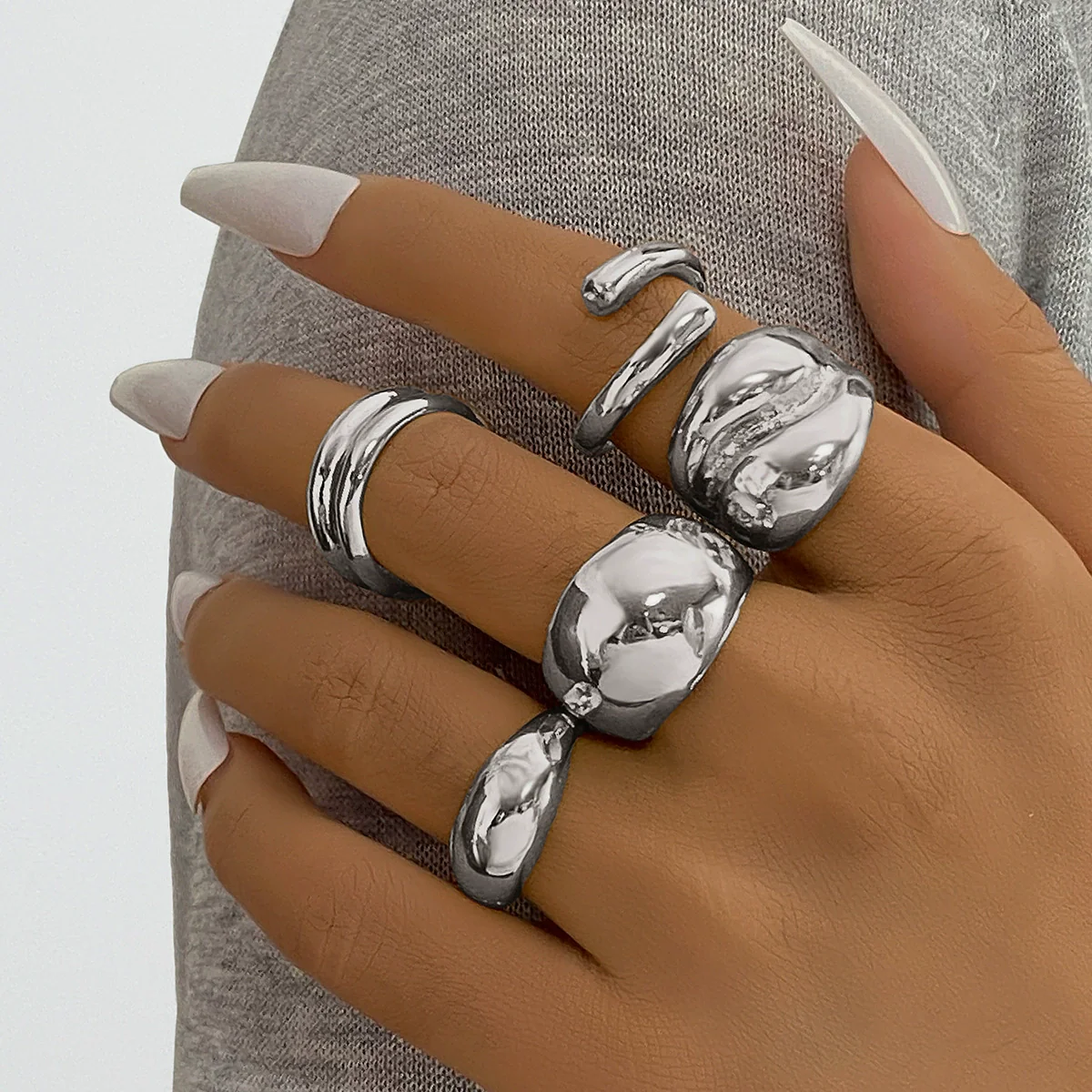Alloy Geometric Spherical Opening Ring Electroplated - Image 7