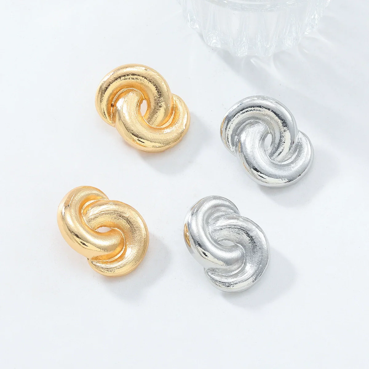 Alloy Geometric Spiral Twist Shape Electroplated Fashion Earrings For Women - Image 3