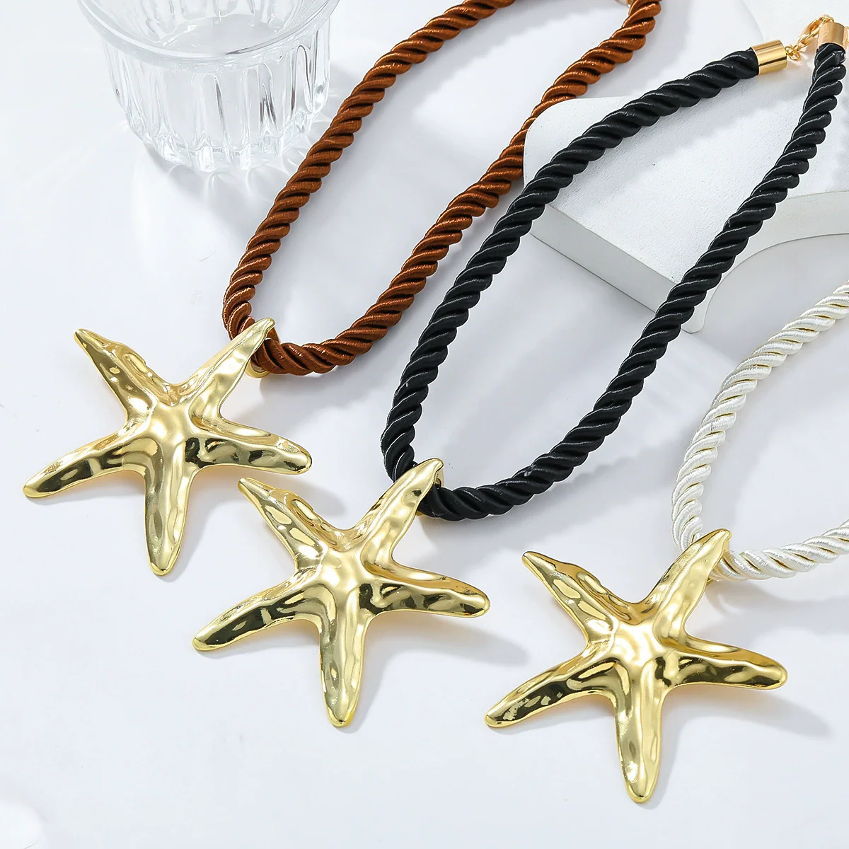 Alloy Geometric Starfish Ocean Wind Women's Necklace And Earrings With Electroplating - Image 4