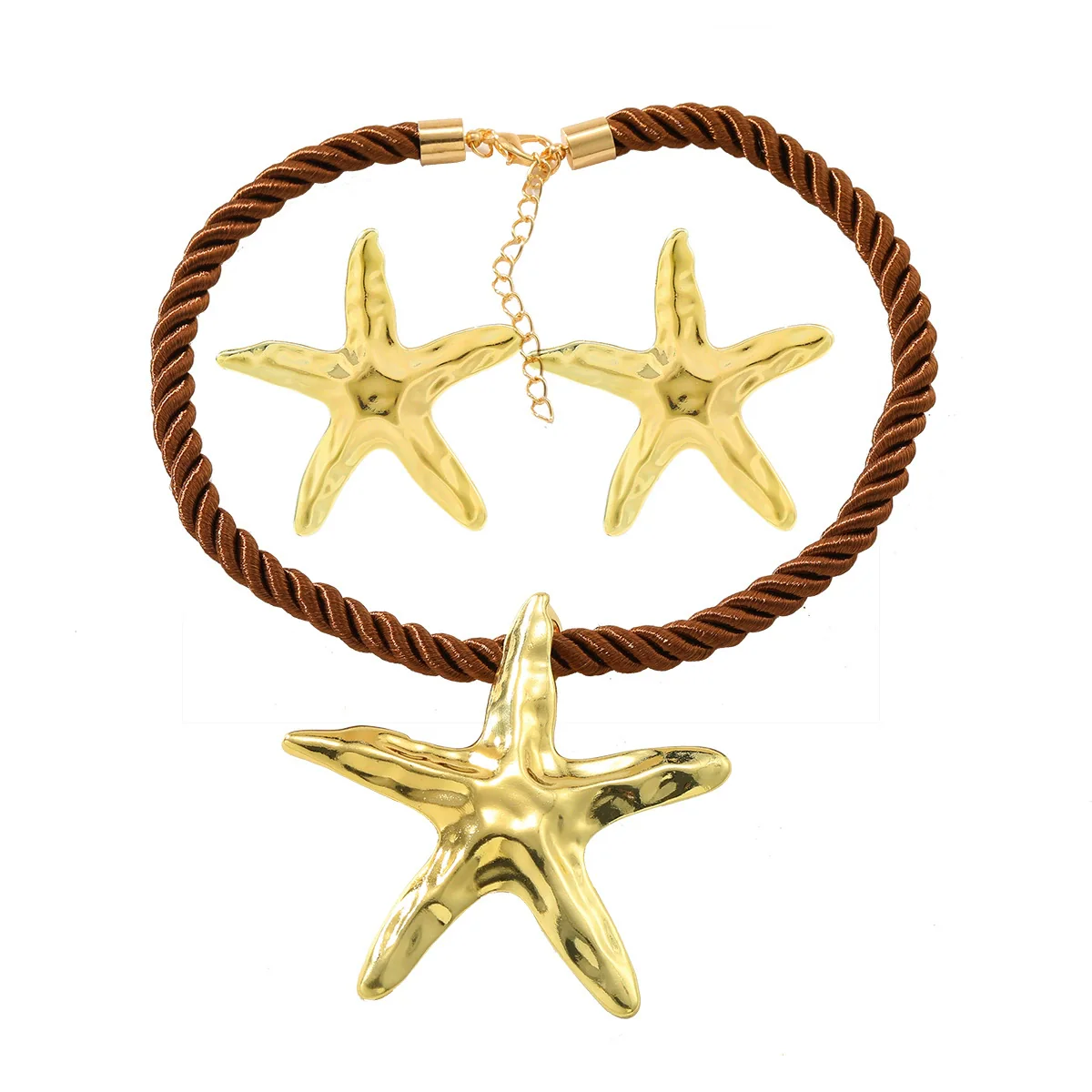 Alloy Geometric Starfish Ocean Wind Women's Necklace And Earrings With Electroplating - Image 7