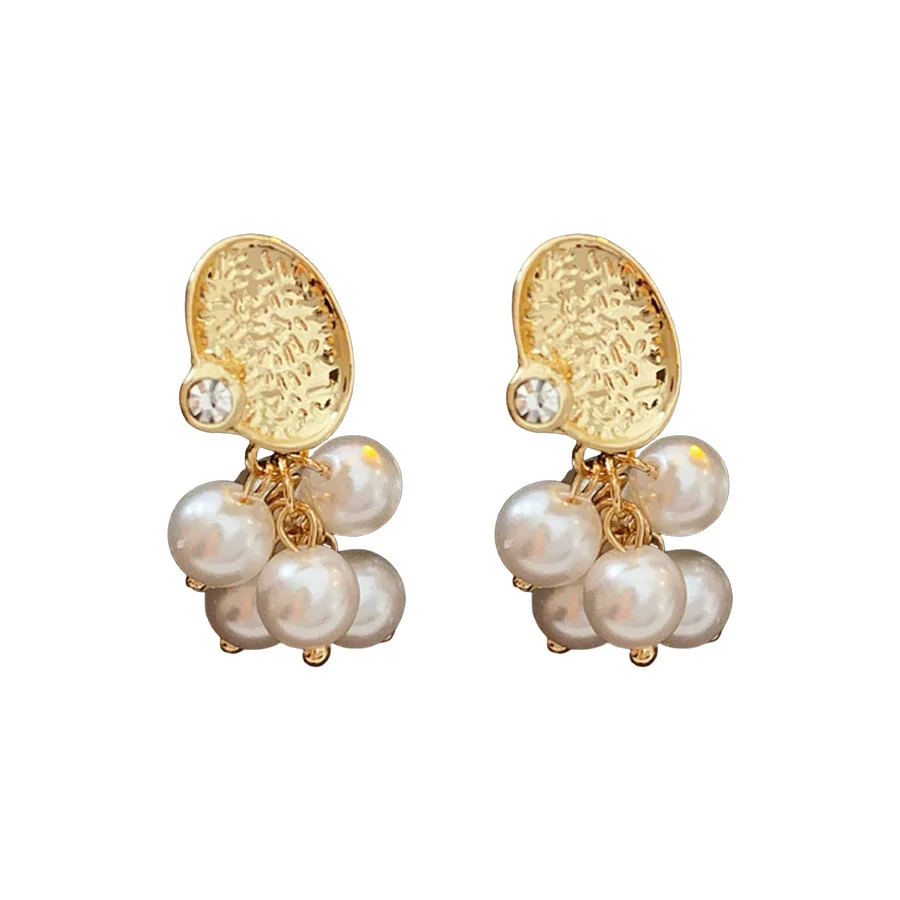 Alloy Geometric Tassel Pearl Earrings Set With Diamonds For Women Real Gold Electroplated Highend - Image 5