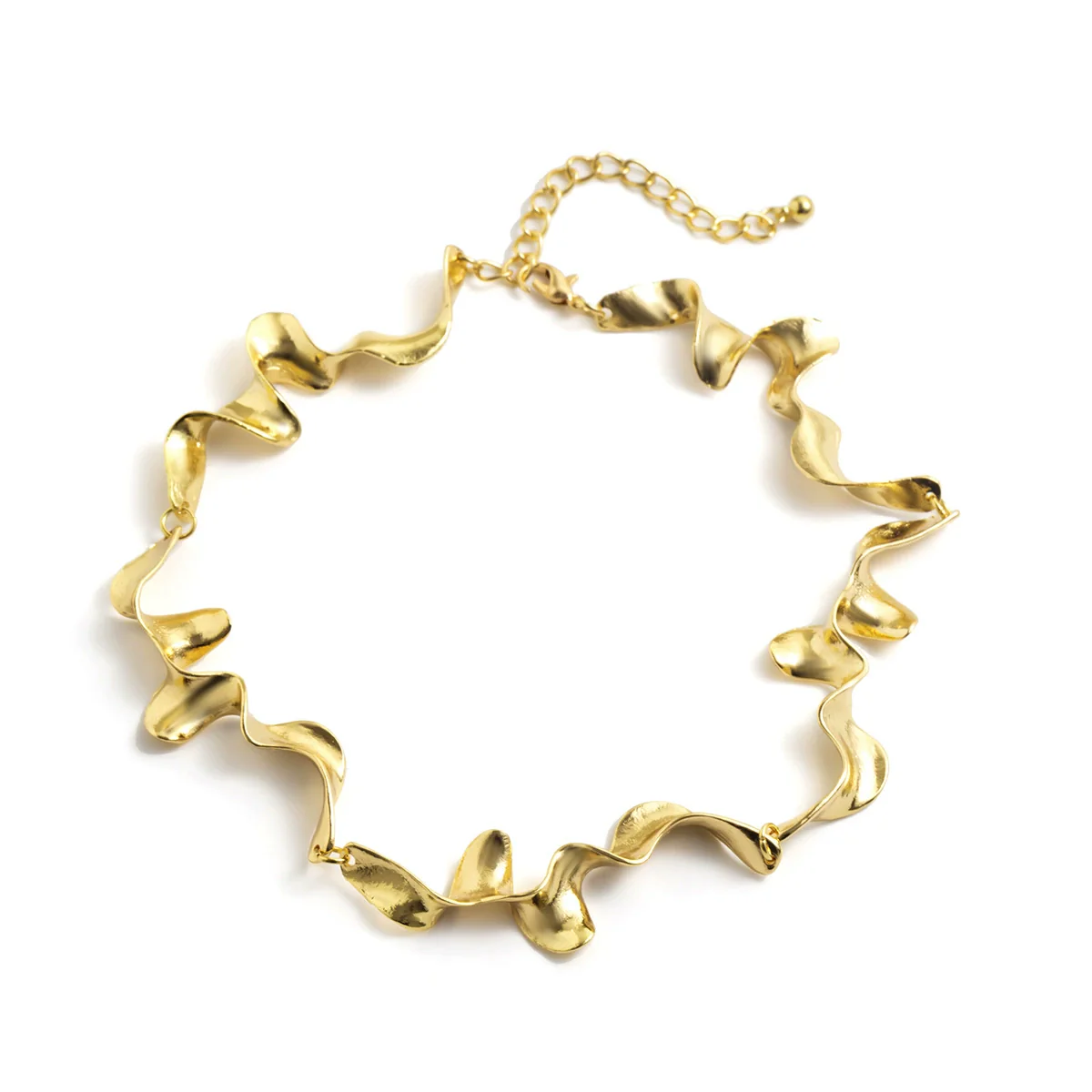 Alloy Geometric Twist Design Electroplated Women's Choker Necklace With Liquid Lava Metal Texture - Image 5