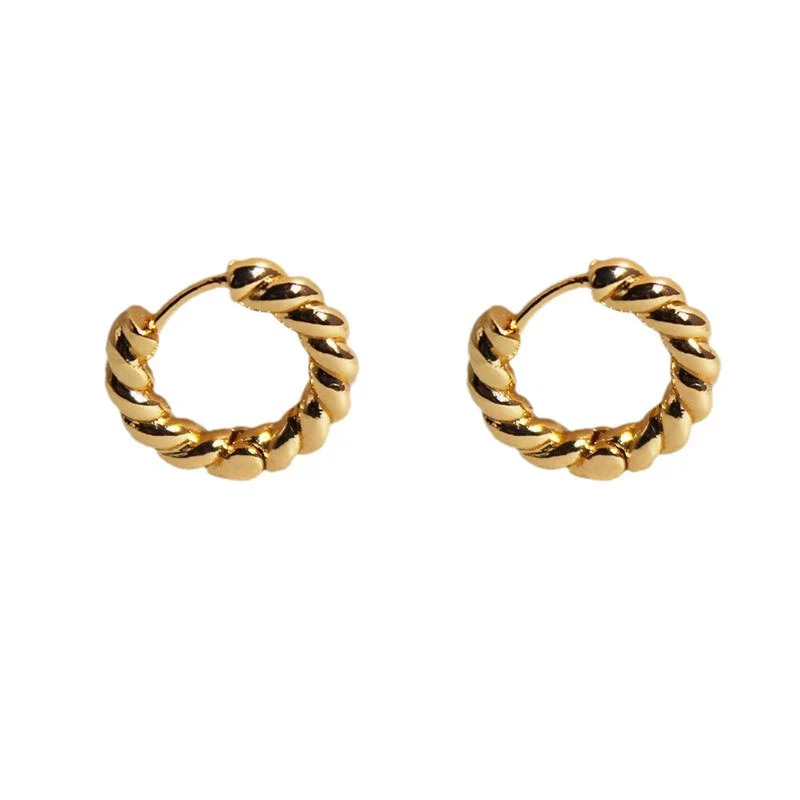 Alloy Geometric Twisted Twist Stud Earrings For Women With Real Gold Electroplating - Image 5