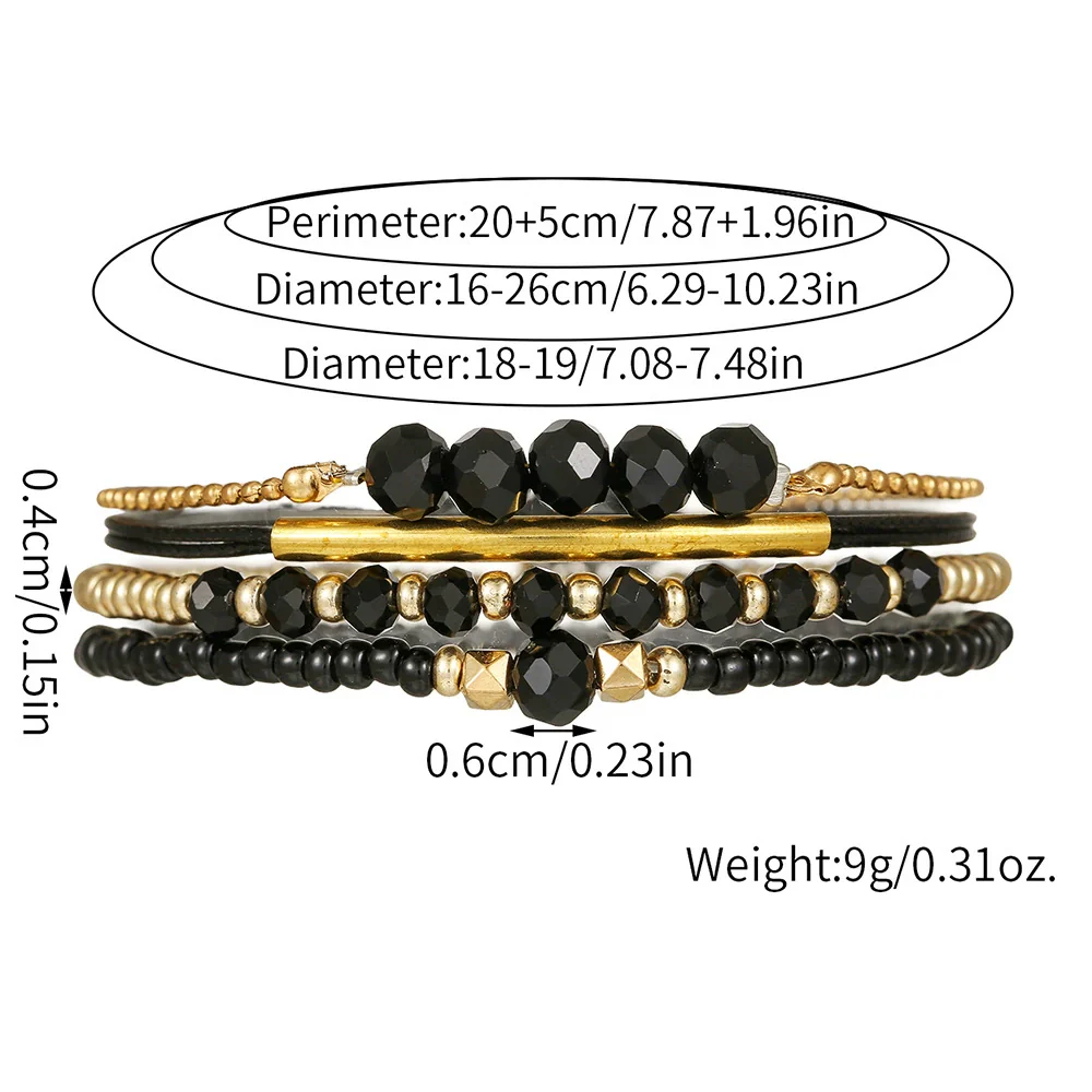 Alloy Glass Beads Geometric Handmade Unisex Imitation Crystal Rice Beads Bracelet - Image 3
