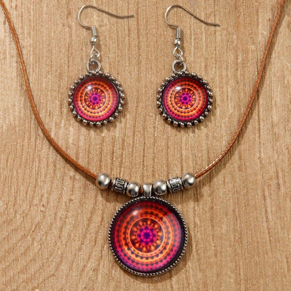 Alloy Glass Necklace For Women Elegant Plant Flowers Geometric Style - Image 7