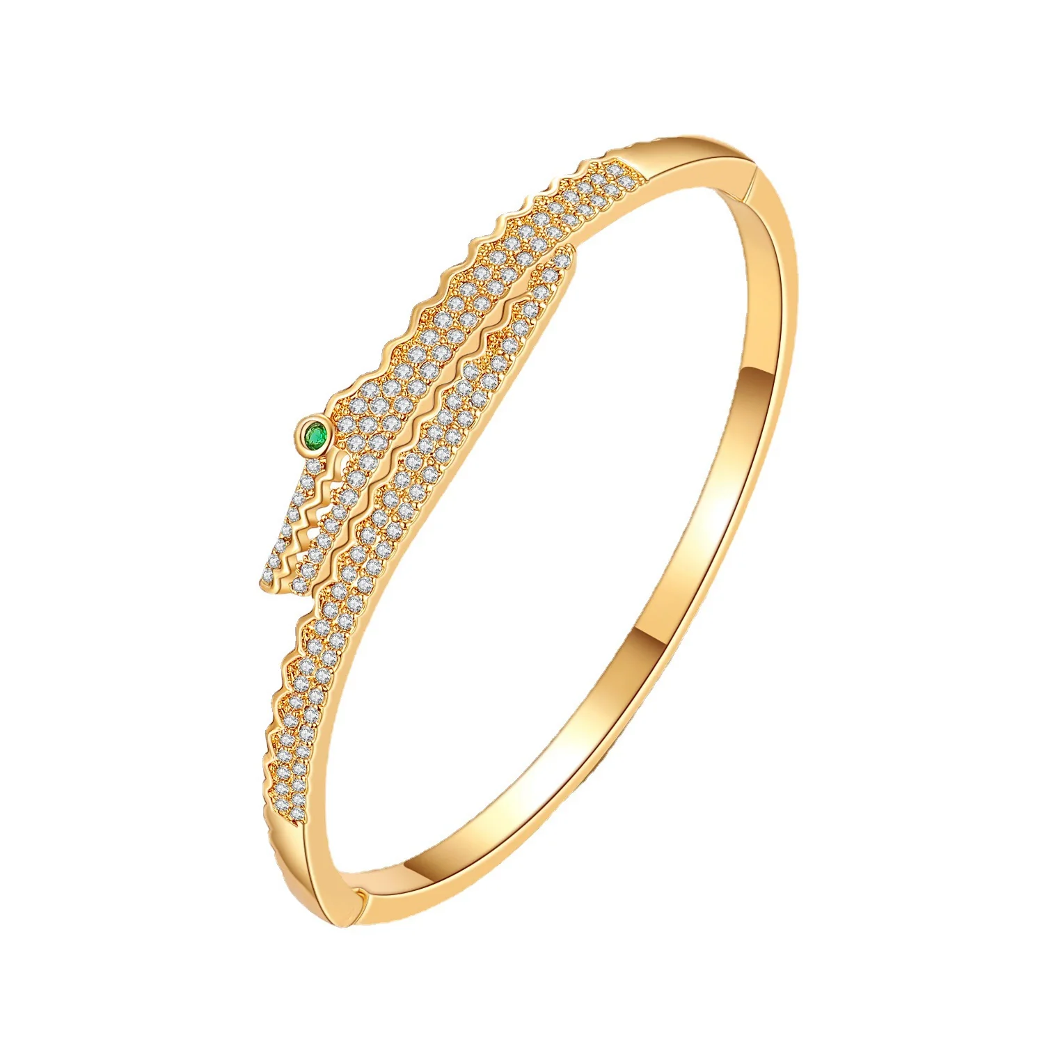 Alloy Gold Inlaid Natural Style Diamond Crocodile Bracelet Jewelry - Image 5