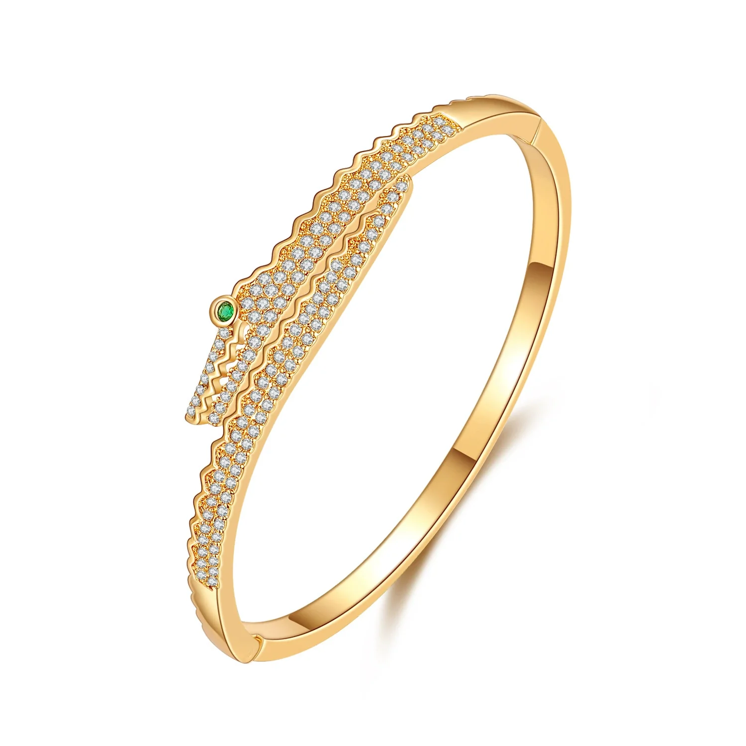 Alloy Gold Inlaid Natural Style Diamond Crocodile Bracelet Jewelry - Image 6