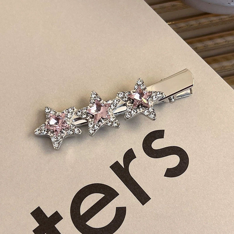 Alloy Hairpin With Rhinestone For Women Pink Love Style Duckbill Clip - Image 17