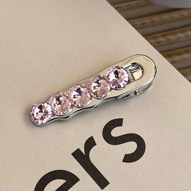 Alloy Hairpin With Rhinestone For Women Pink Love Style Duckbill Clip - Image 20