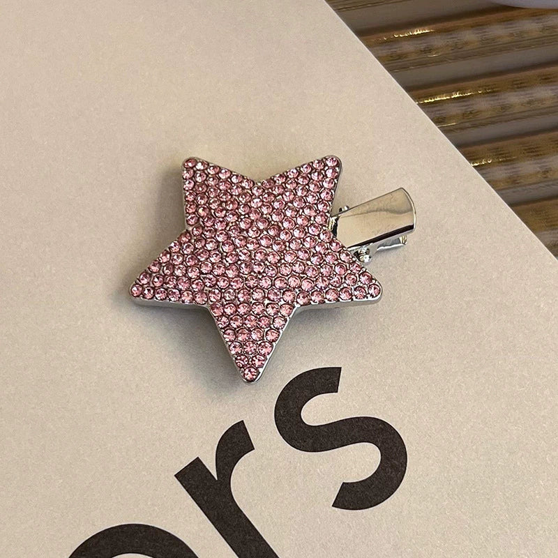 Alloy Hairpin With Rhinestone For Women Pink Love Style Duckbill Clip - Image 25