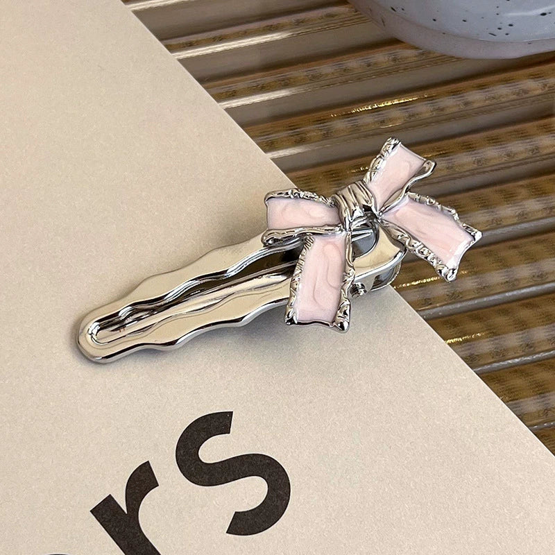Alloy Hairpin With Rhinestone For Women Pink Love Style Duckbill Clip - Image 8