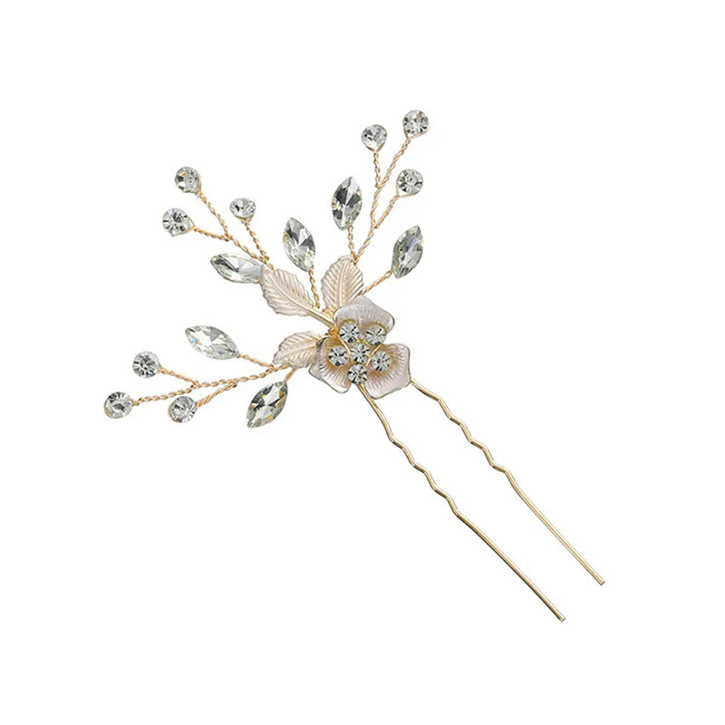 Alloy Hand Knitted Flower Leaf Bridal Hair Comb Pin Hair Accessories For Women - Image 11