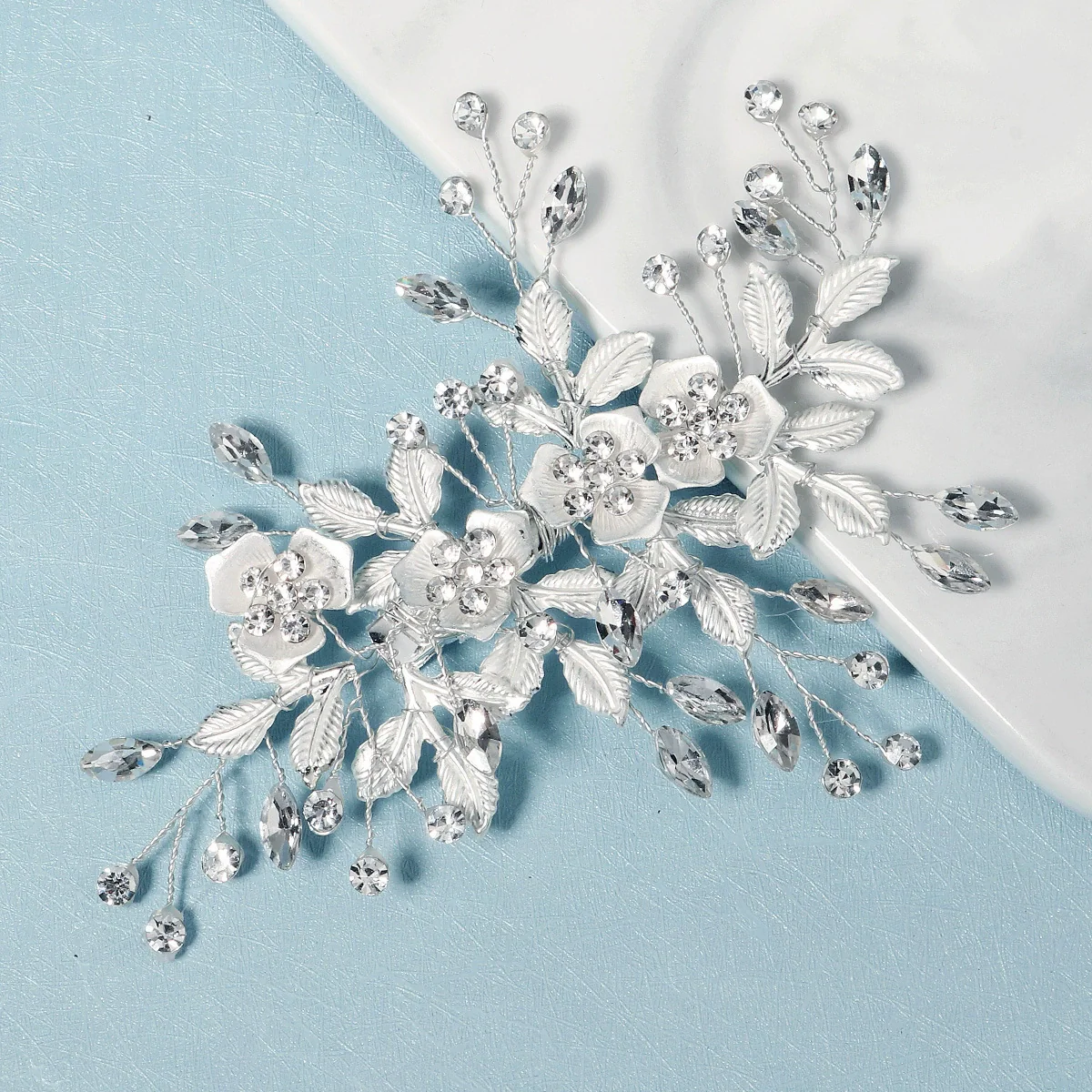 Alloy Hand Knitted Flower Leaf Bridal Hair Comb Pin Hair Accessories For Women - Image 25