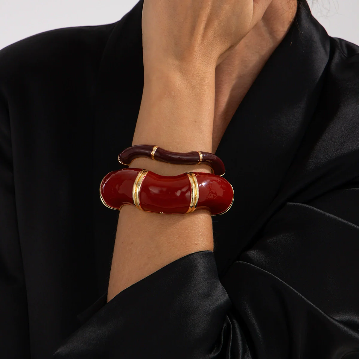 Alloy Handmade Dripping Oil Casual Style Unisex Bracelets With Bamboo Design - Image 3