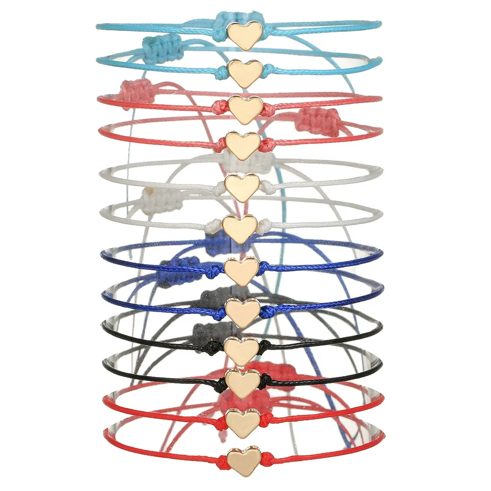 Alloy Handmade Heart Shape Turtle Compass Shell Love Starfish Evil Eye Woven Unisex Anklet Bracelet - Image 6