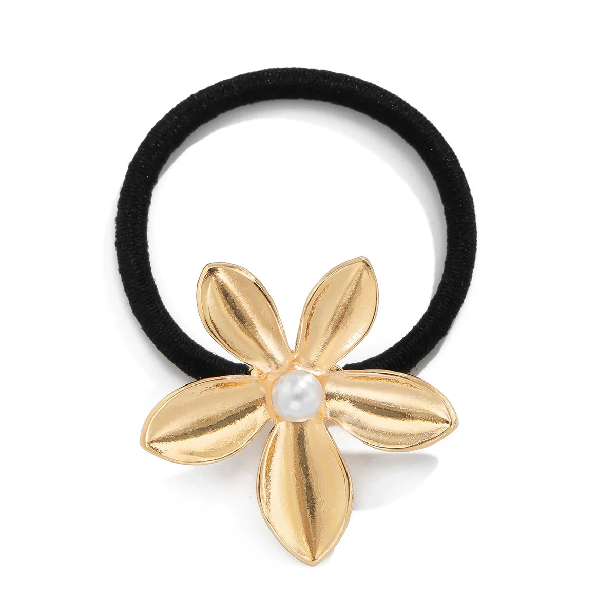 Alloy Handmade Simple Flower Metal Hair Ring Stretch Hair Rope Headwear - Image 2