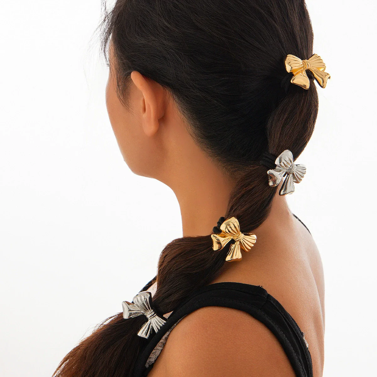 Alloy Handmade Simple Flower Metal Hair Ring Stretch Hair Rope Headwear - Image 3