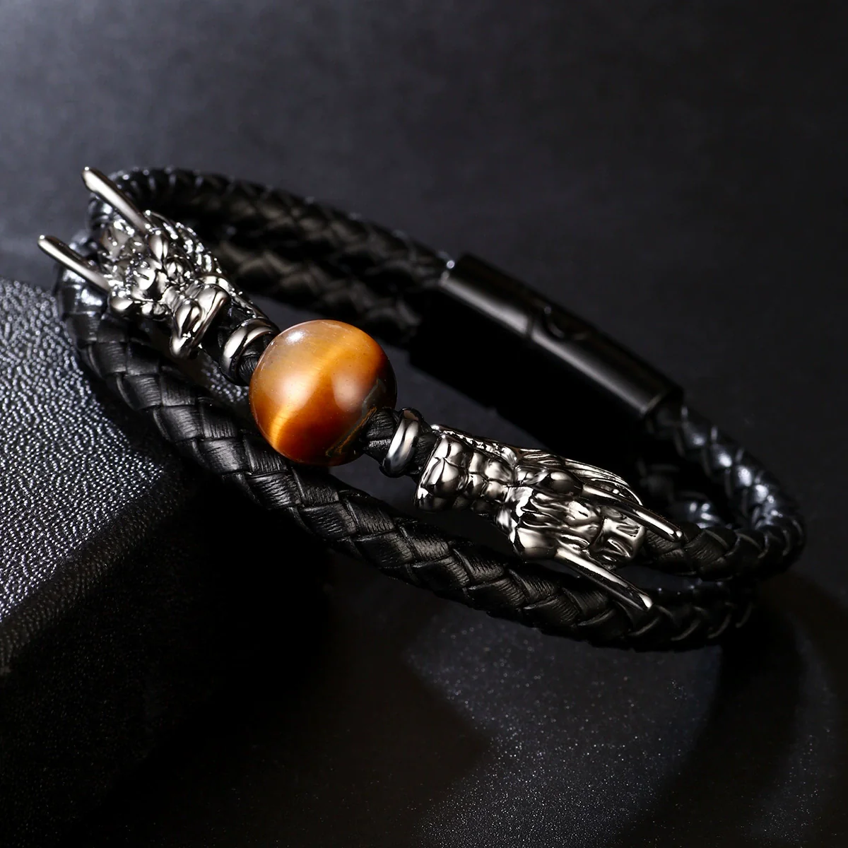 Alloy Handwoven Dragon Bracelet With Magnetic Buckle And Electroplating Treatment Unisex Style - Image 3