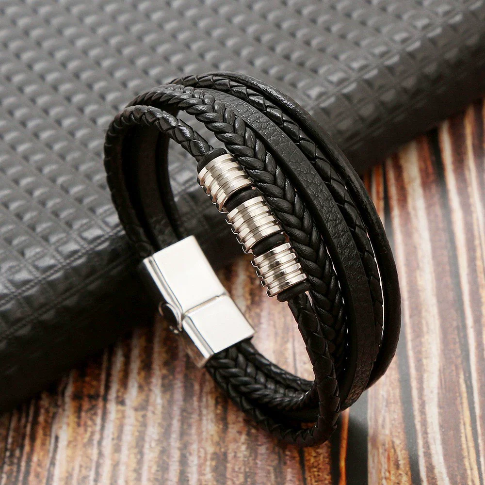 Alloy Handwoven Geometric Bracelets For Men Electroplated Highend Jewelry Accessories - Image 7