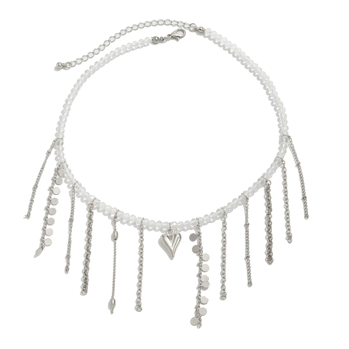 Alloy Heart Geometric Clavicle Chain Tassel Necklace For Women With Electroplating - Image 5